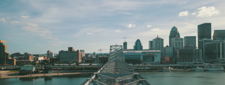 Louisville skyline with bridge